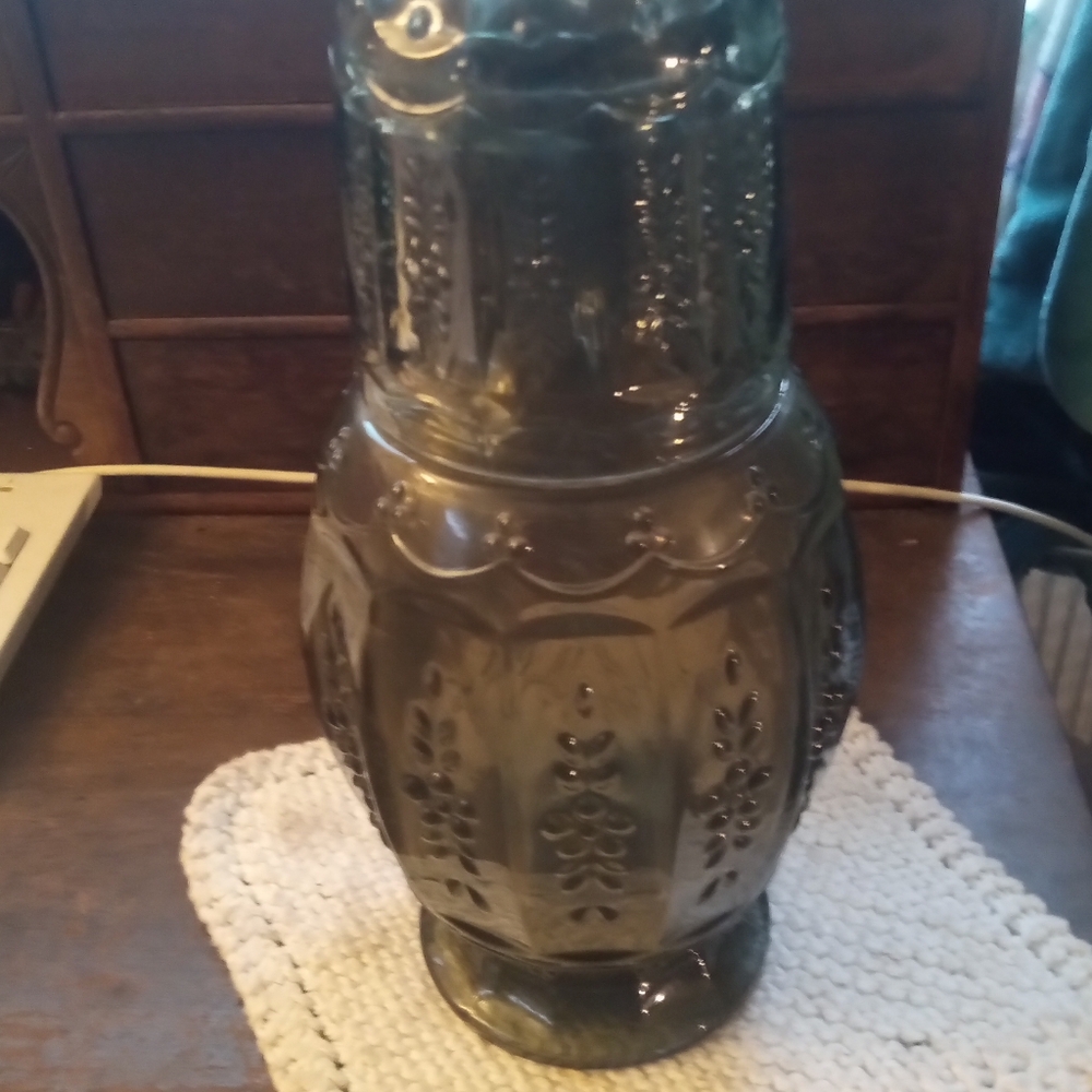 Vintage Depression Glass Wine Decanter With Glass Cup As Lid